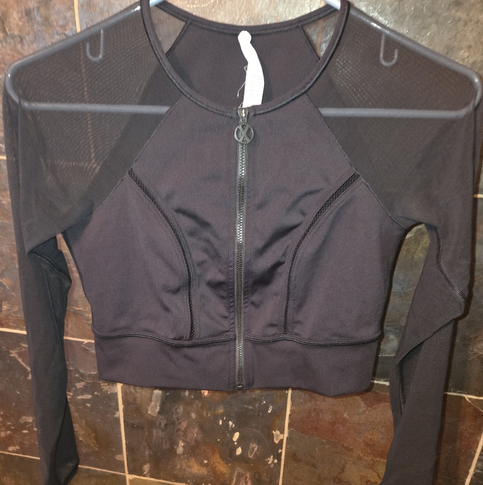 Savage X Fenty Flow Zip-Up Long-Sleeve Top - Black Medium